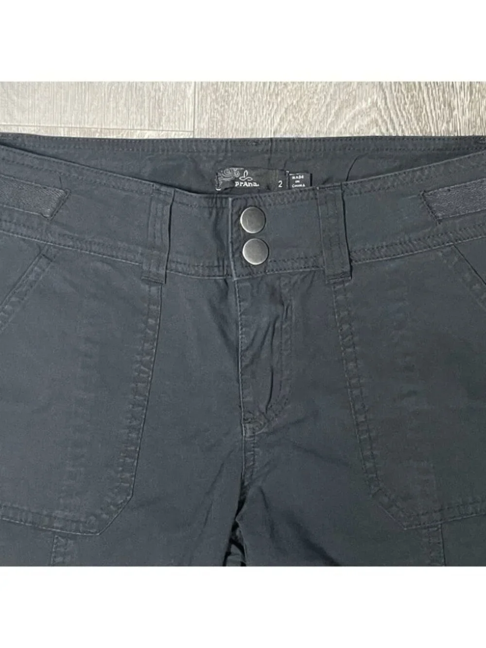 Prana Essex Outdoor Hiking Black Snap Closure Pants - Women Size 2 - Picture 3 of 13